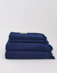 Dual Texture Bath Towel Set (2 Bath + 2 Hand Towels) Indigo