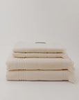 Dual Texture Bath Towel Set (2 Bath + 2 Hand Towels) Ivory