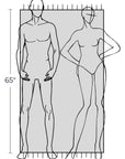 Lane Turkish towel in Lilac Green – Dimensioned graphic drawing showing size and features