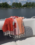La Luna Turkish towel in Peach – User-generated content video showcasing practical use