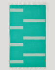 Comb Turkish towel in Crystal Green – Flat lay front side with visible pattern