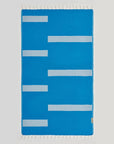 Comb Turkish towel in Marine – Flat lay front side with visible pattern