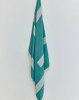 Comb Turkish towel in Sage – Full-length hanging view showcasing entire pattern and texture