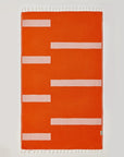 Comb Turkish towel in Sicilian Orange – Flat lay front side with visible pattern
