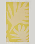 Fiori Turkish towel in Mellow Yellow – Flat lay back side showing reverse weave