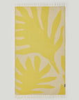 Fiori Turkish towel in Mellow Yellow – Flat lay front side with visible pattern