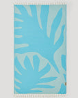Fiori Turkish towel in Sky Blue – Flat lay front side with visible pattern