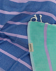 Lane Turkish towel in Lilac Green – Close-up draped towel showing detail and texture