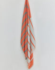 Lane Turkish towel in Peach Cream – Full-length hanging view showcasing entire pattern and texture