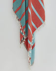 Lane Turkish towel in Sage Terra – Close-up hanging towel highlighting weave and softness