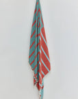 Lane Turkish towel in Sage Terra – Full-length hanging view showcasing entire pattern and texture