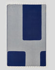 La Luna Turkish towel in Indigo – Flat lay back side showing reverse weave