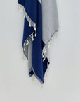La Luna Turkish towel in Indigo – Close-up hanging towel highlighting weave and softness