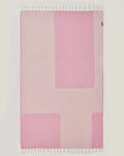 La Luna Turkish towel in Pink Blush – Flat lay back side showing reverse weave