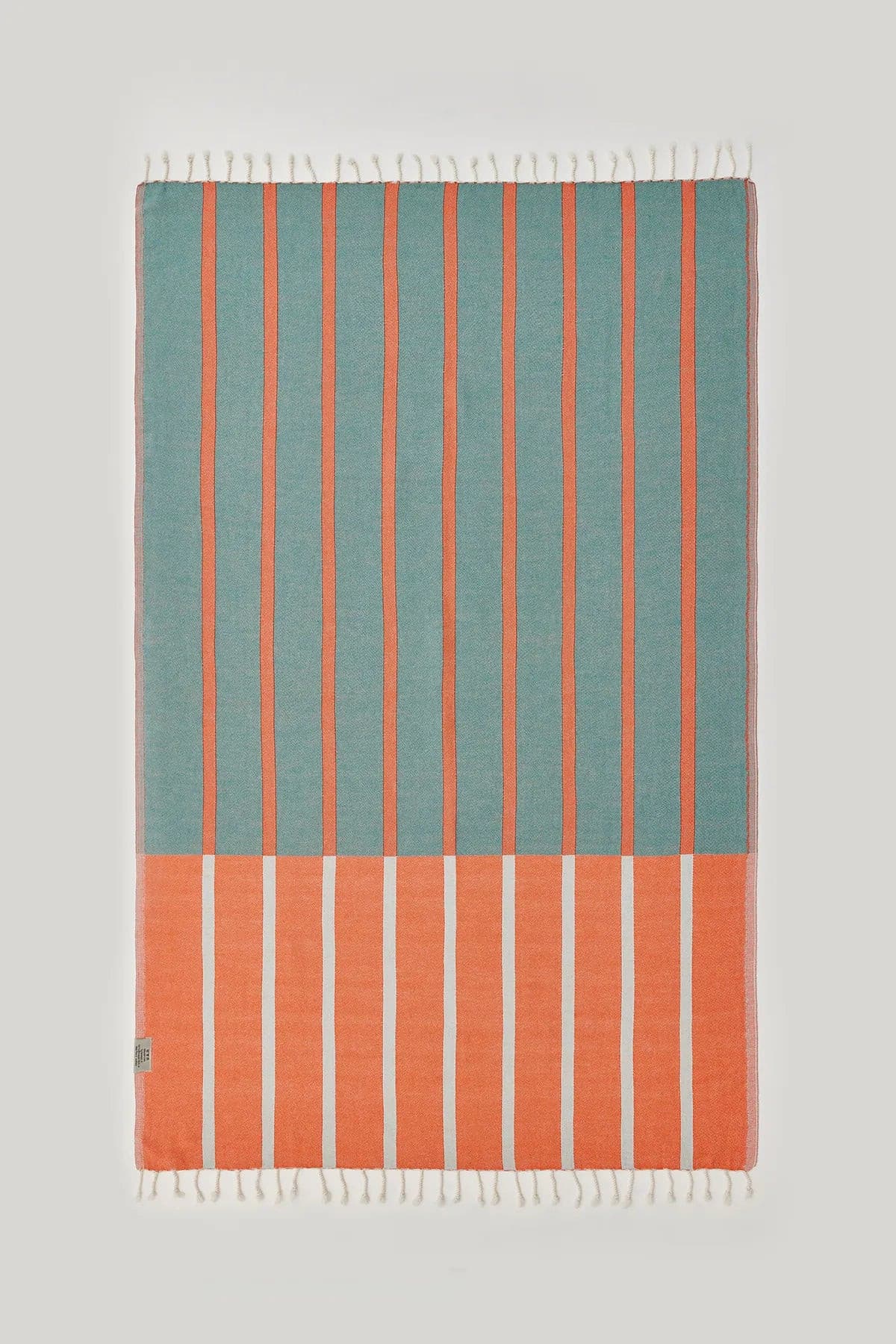 Lane Turkish towel in Peach Cream – Flat lay front side with visible pattern