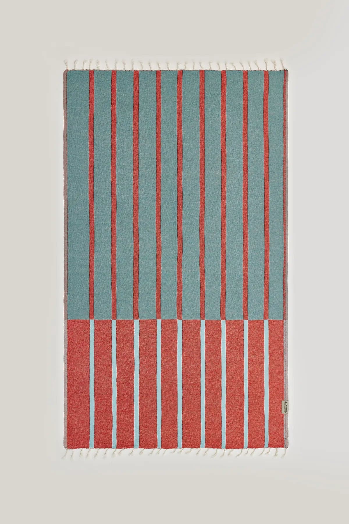 Lane Turkish towel in Peach Cream – Flat lay front side with visible pattern