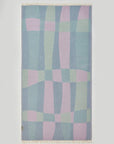 Pale Pluie Turkish towel in Mellow Green – Flat lay back side showing reverse weave
