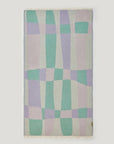 Pale Pluie Turkish towel in Mellow Green – Flat lay front side with visible pattern
