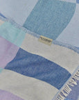 Pale Pluie Turkish towel in Mellow Indigo – Close-up draped towel showing detail and texture
