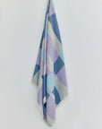 Pale Pluie Turkish towel in Mellow Indigo – Full-length hanging view showcasing entire pattern and texture