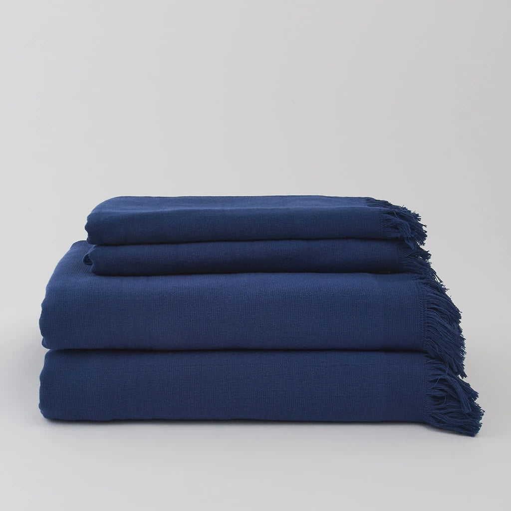 Dual Texture Bath Towel Set (2 Bath + 2 Hand Towels) Indigo