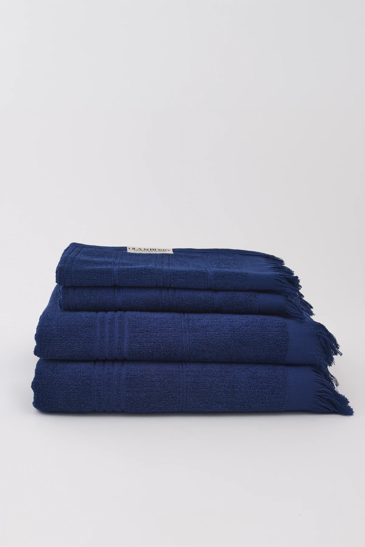 Dual Texture Bath Towel Set (2 Bath + 2 Hand Towels) Indigo