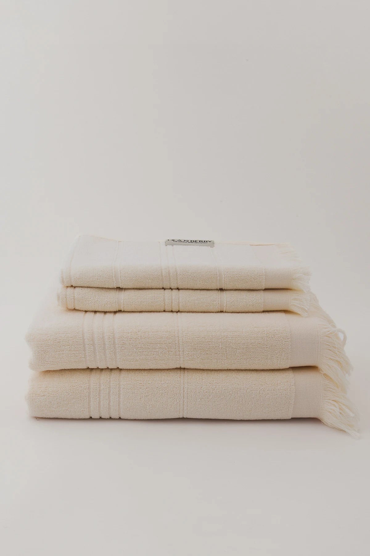 Dual Texture Bath Towel Set (2 Bath + 2 Hand Towels) Ivory