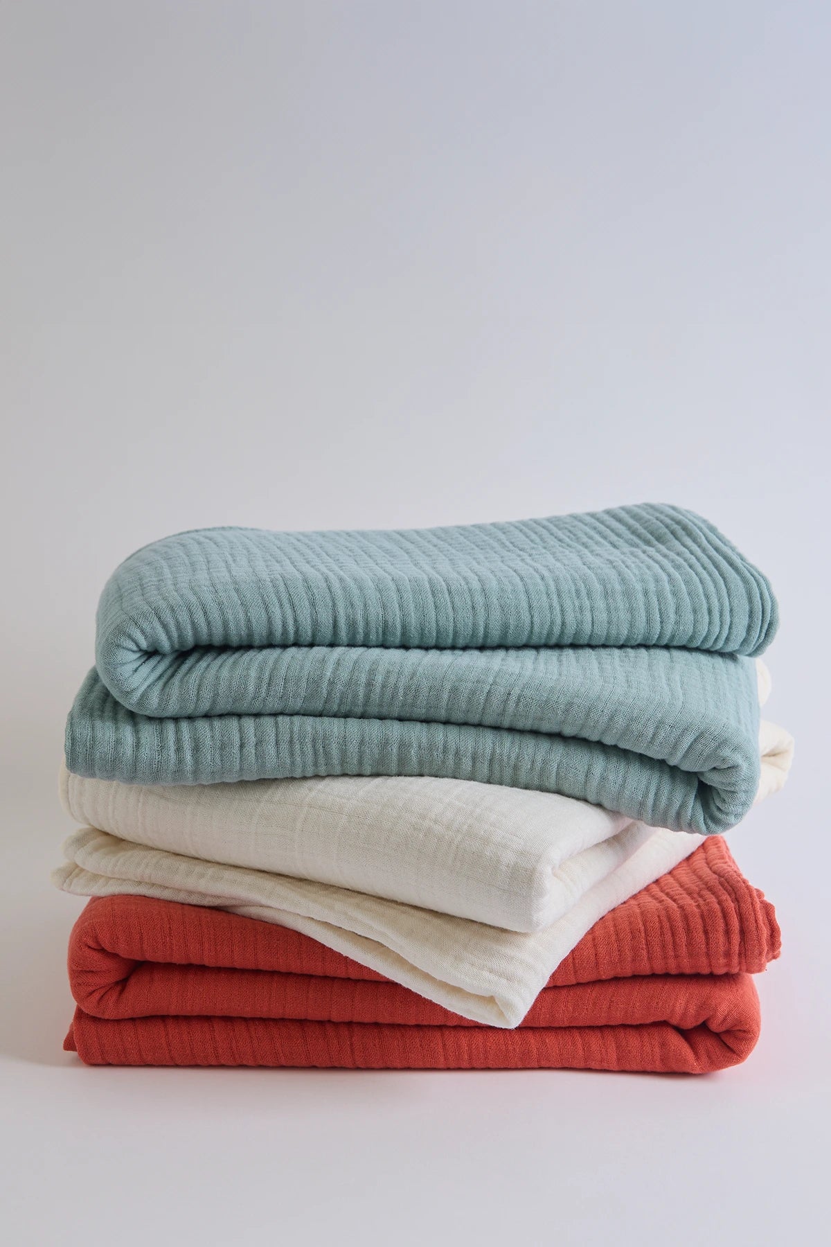 Summer Blanket Bundle – All three colors (Naturel, Sage, Terra) neatly stacked to show variety