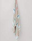 Bebe Turkish towel in Sky Blue – Full-length hanging view showcasing entire pattern and texture