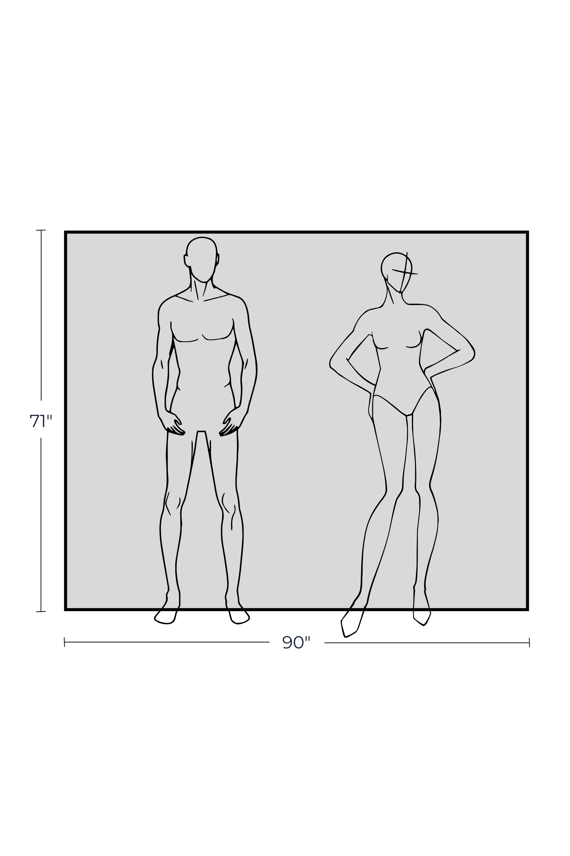 Summer Blanket in Naturel – Dimensioned graphic drawing showing size and features