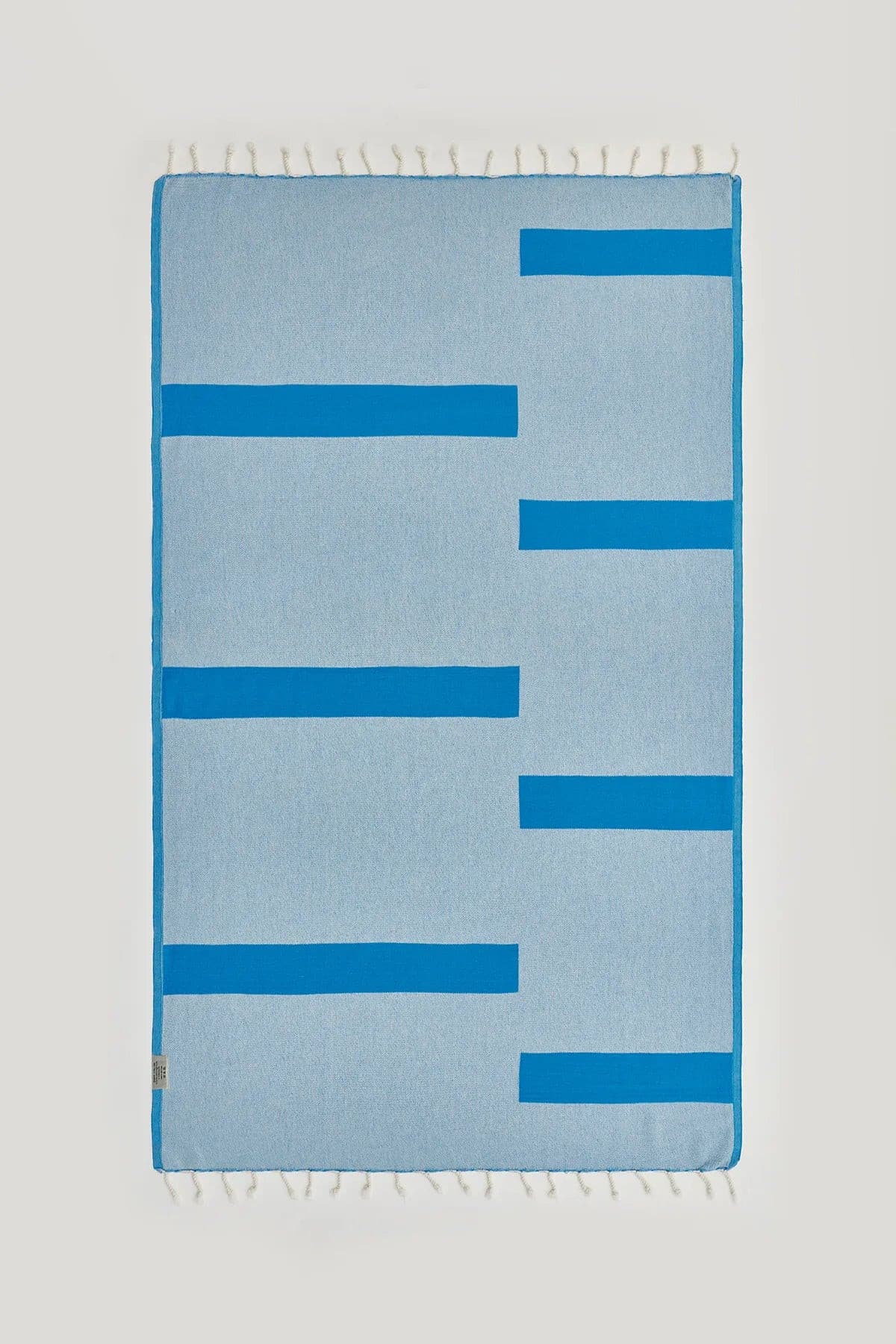 Comb Turkish towel in Marine – Flat lay back side showing reverse weave