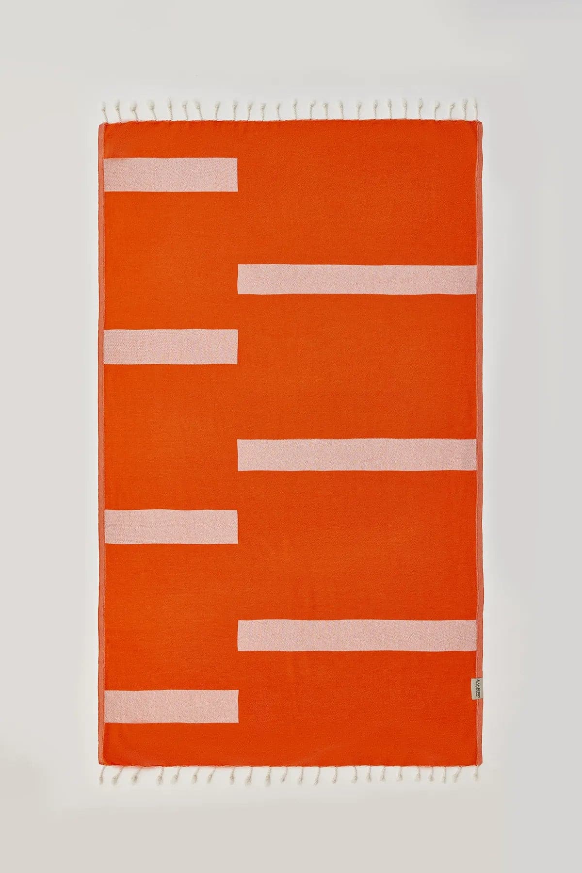 Comb Turkish towel in Sicilian Orange – Flat lay front side with visible pattern