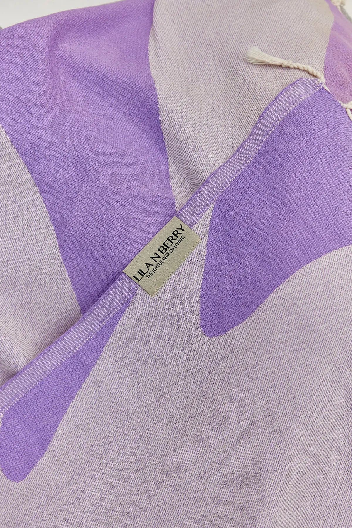 Fiori Turkish towel in Lilac – Close-up draped towel showing detail and texture