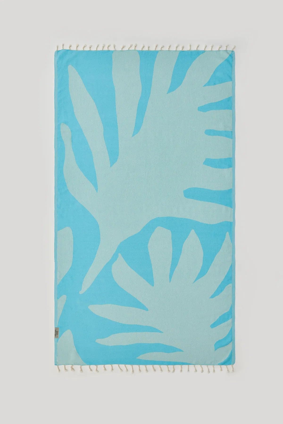 Fiori Turkish towel in Sky Blue – Flat lay back side showing reverse weave