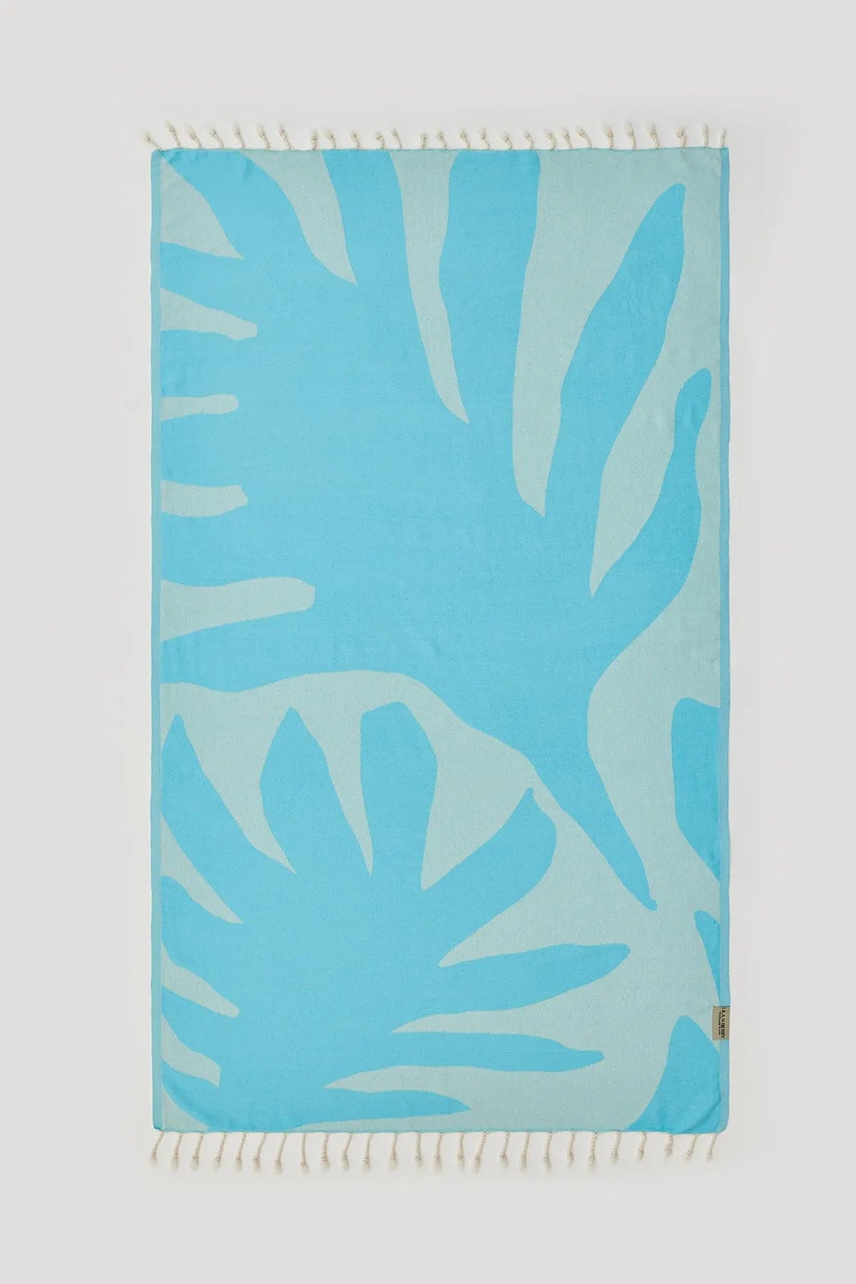 Fiori Turkish towel in Sky Blue – Flat lay front side with visible pattern
