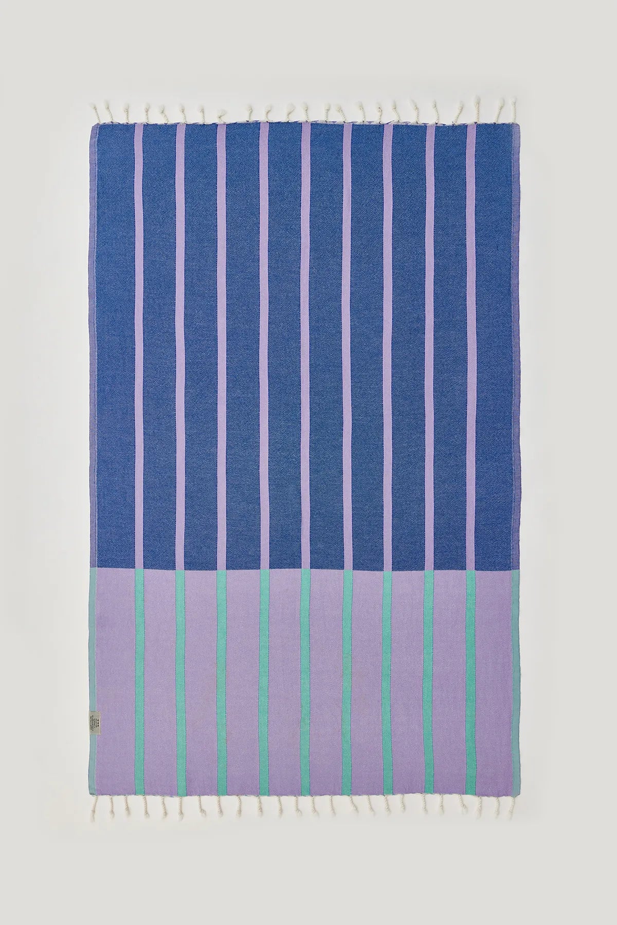 Lane Turkish towel in Lilac Green – Flat lay front side with visible pattern