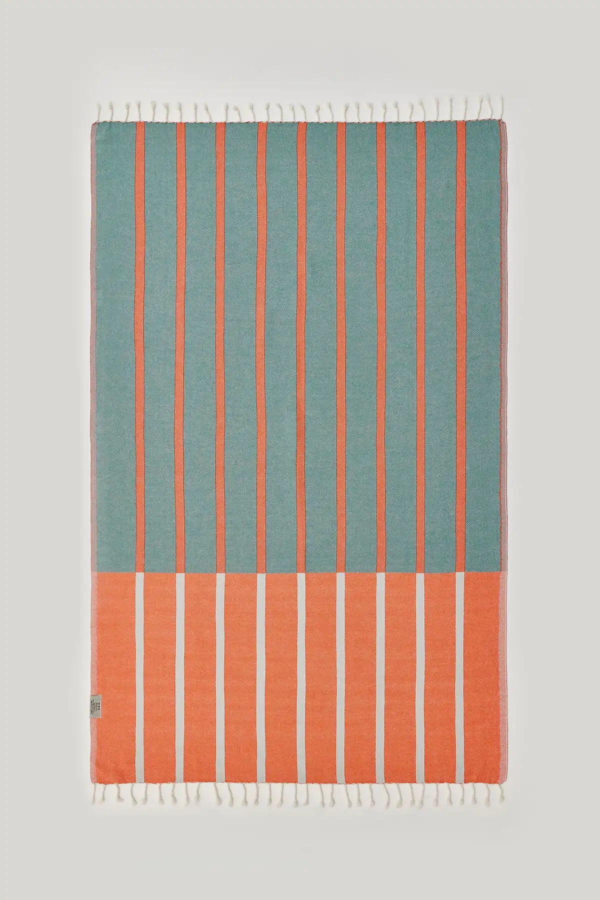 Lane Turkish towel in Peach Cream – Flat lay front side with visible pattern