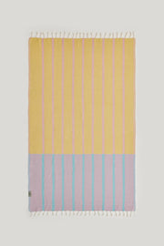 Lane Turkish towel in Pink Blue – Flat lay back side showing reverse weave