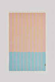 Lane Turkish towel in Pink Blue – Flat lay front side with visible pattern