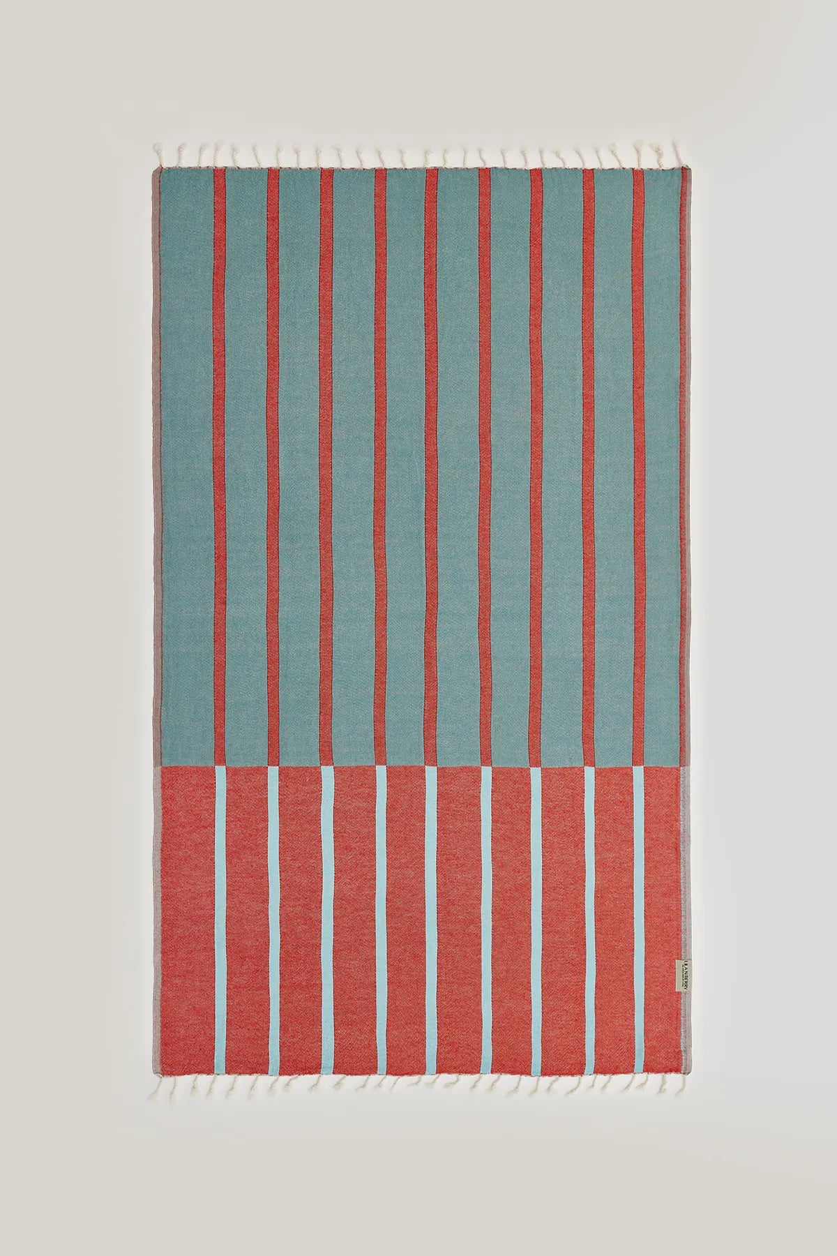Lane Turkish towel in Sage Terra – Flat lay front side with visible pattern