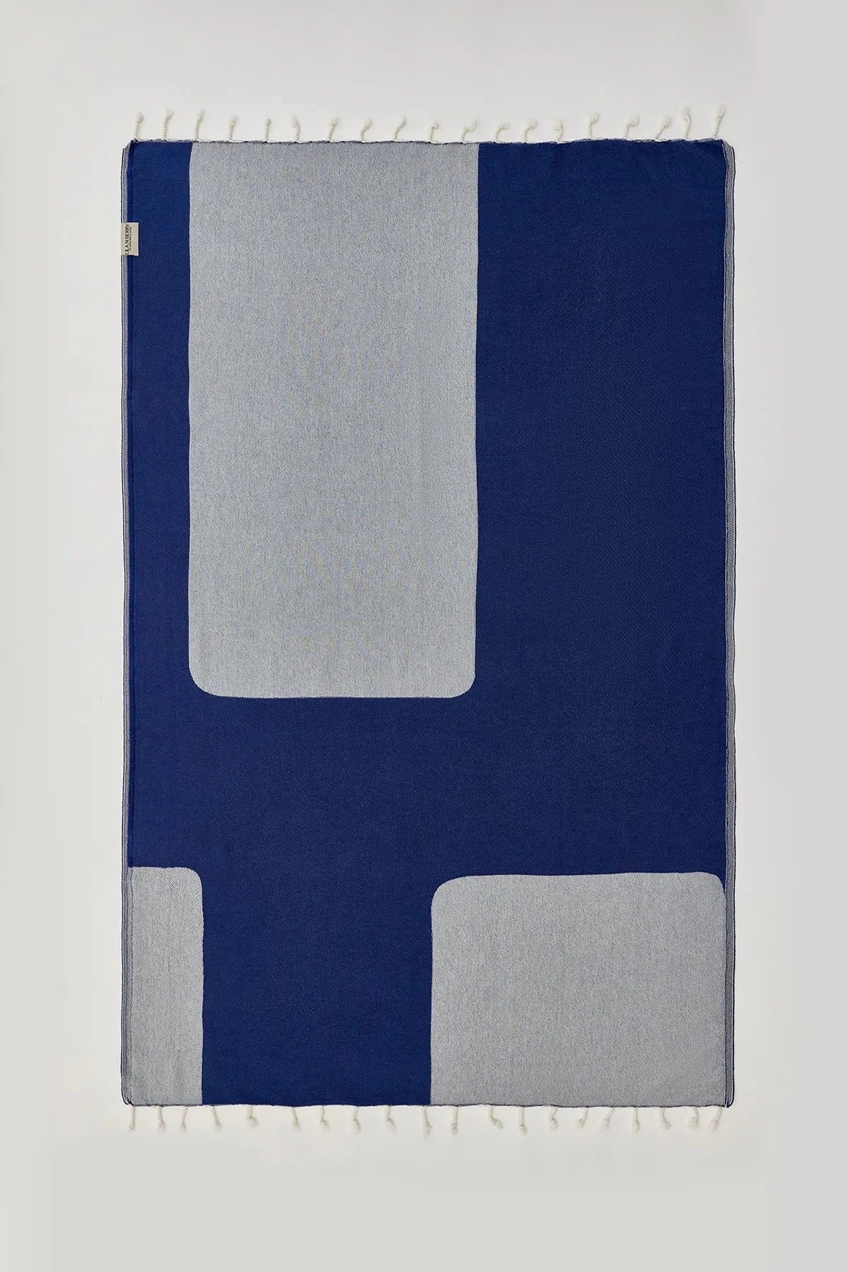 La Luna Turkish towel in Indigo – Flat lay front side with visible pattern