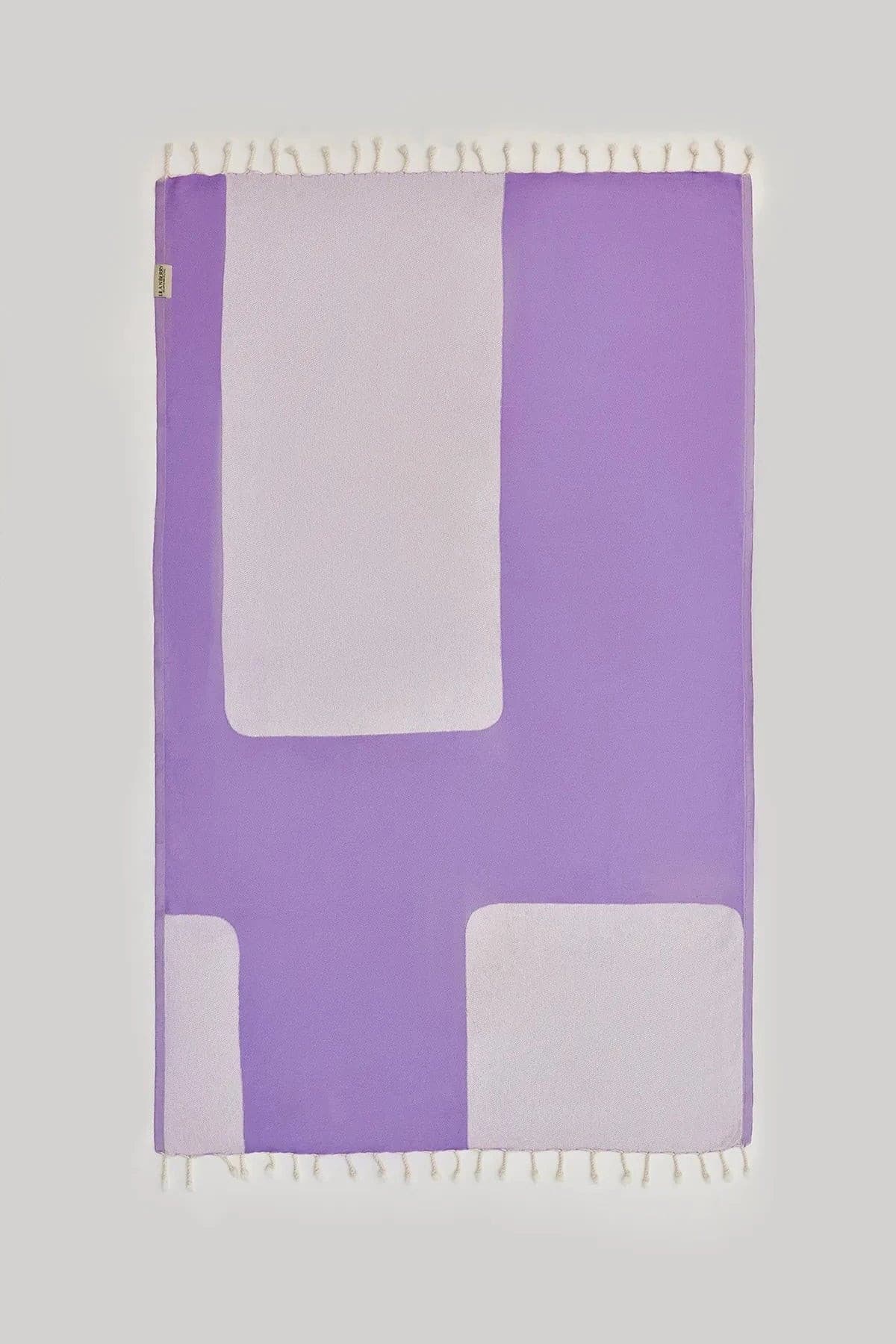 La Luna Turkish towel in Lilac – Flat lay front side with visible pattern