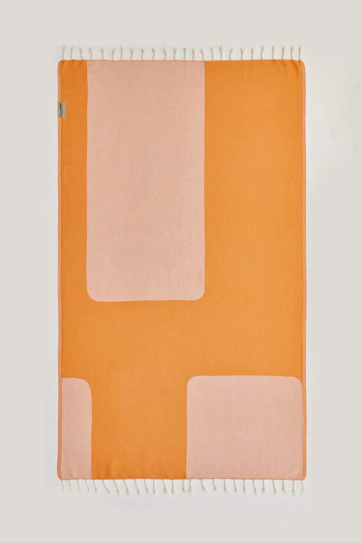 La Luna Turkish towel in Peach – Flat lay front side with visible pattern