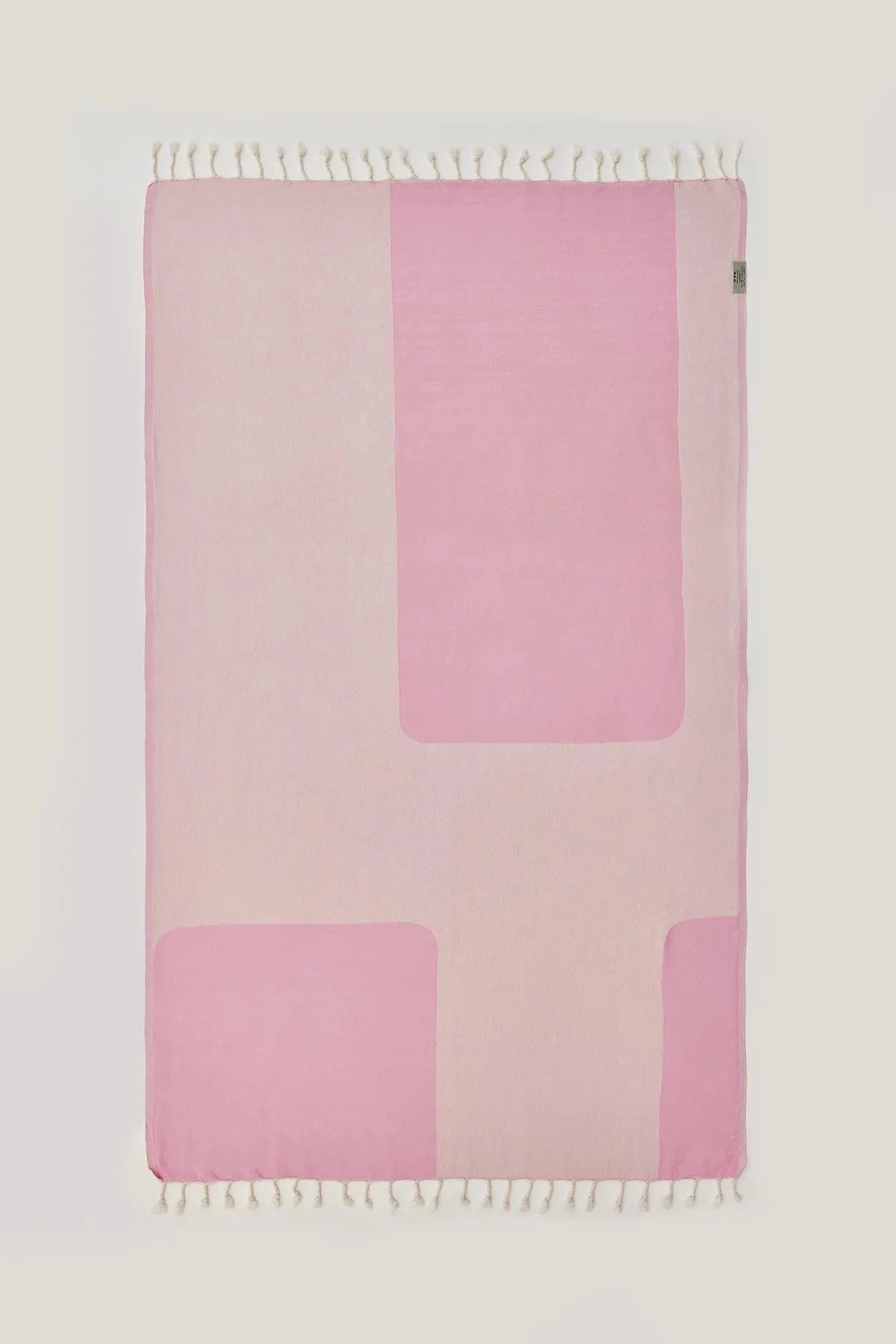 La Luna Turkish towel in Pink Blush – Flat lay back side showing reverse weave