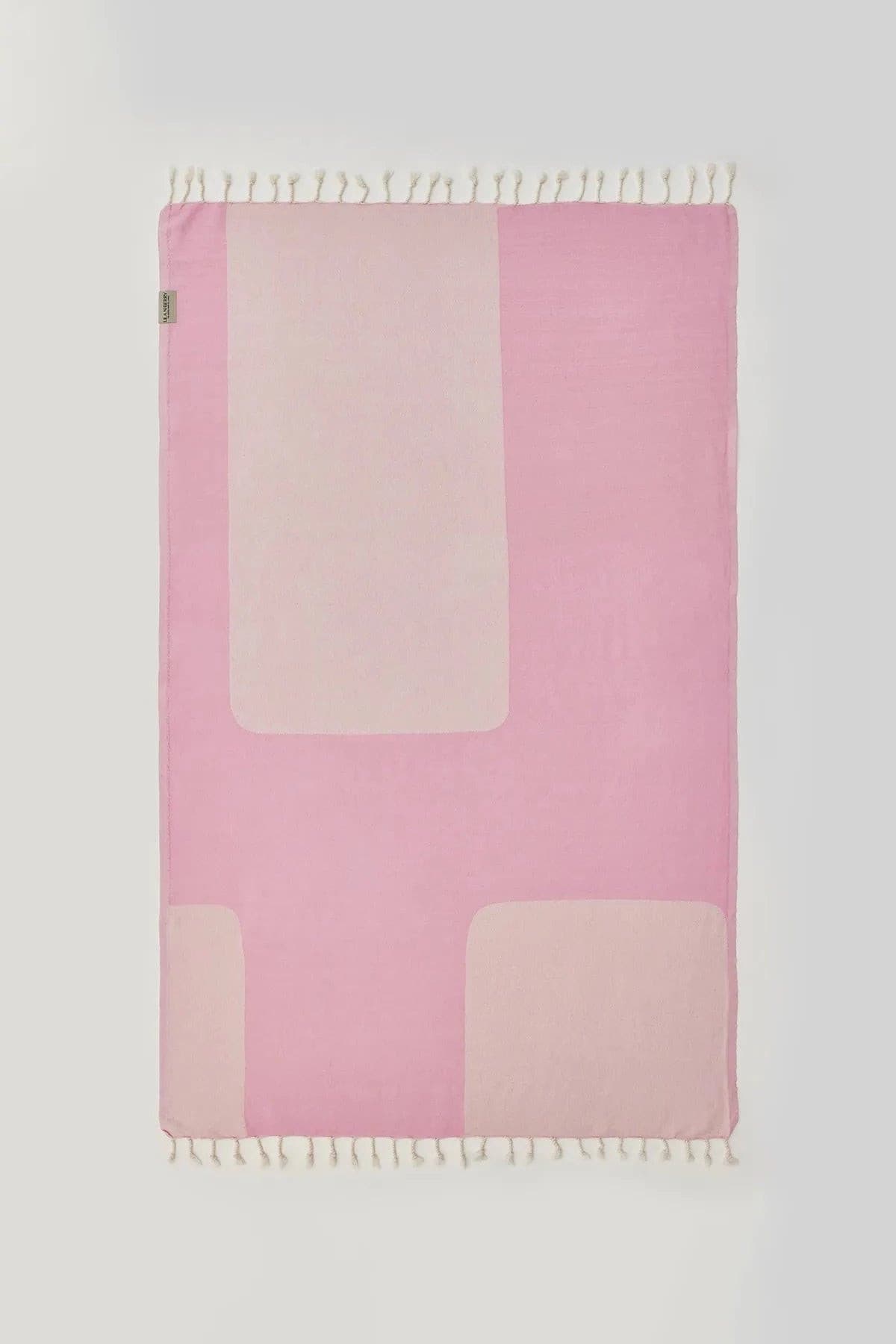 La Luna Turkish towel in Pink Blush – Flat lay front side with visible pattern