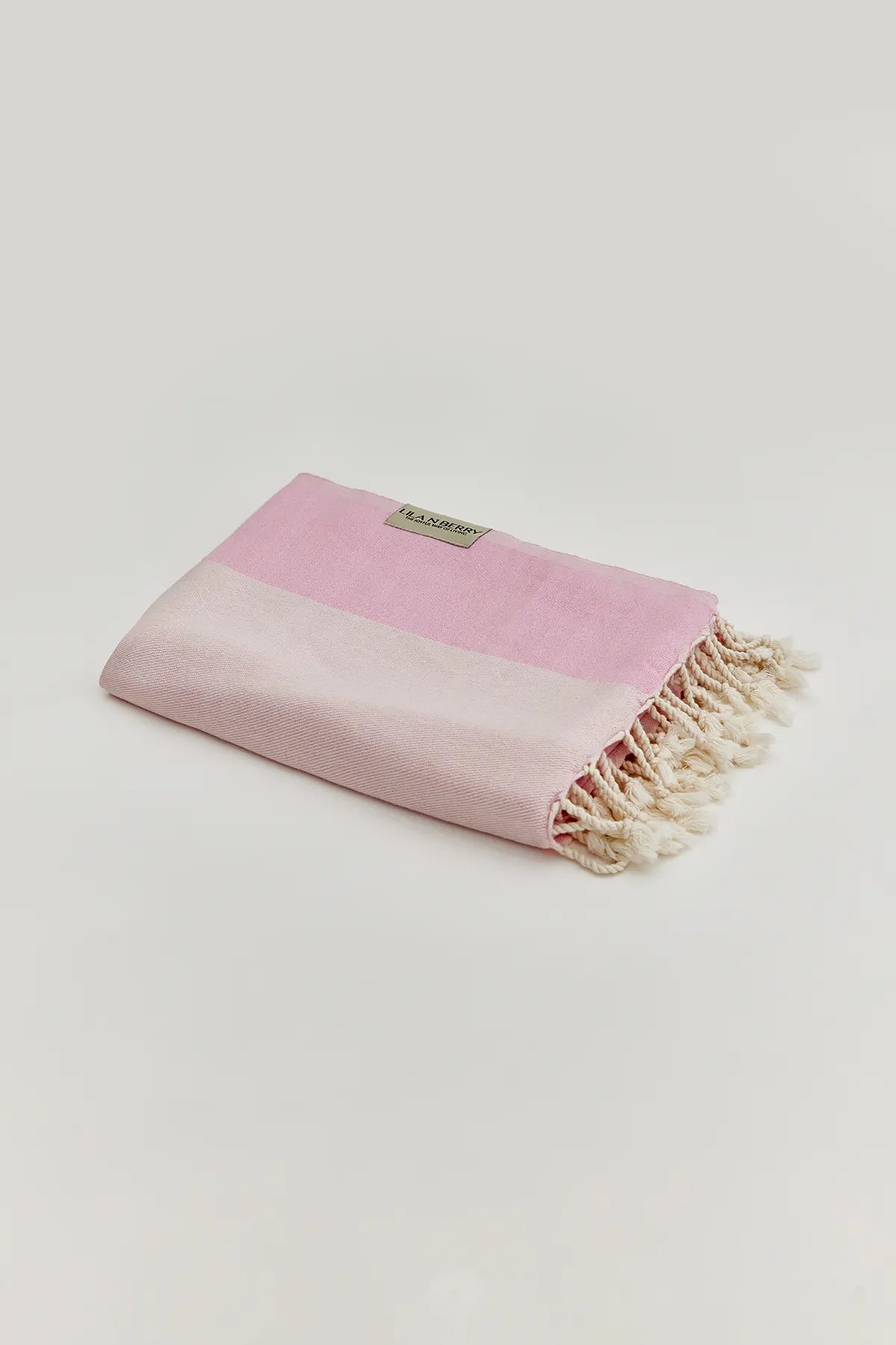 La Luna Turkish towel in Pink Blush – Neatly folded towel, compact and ready for use