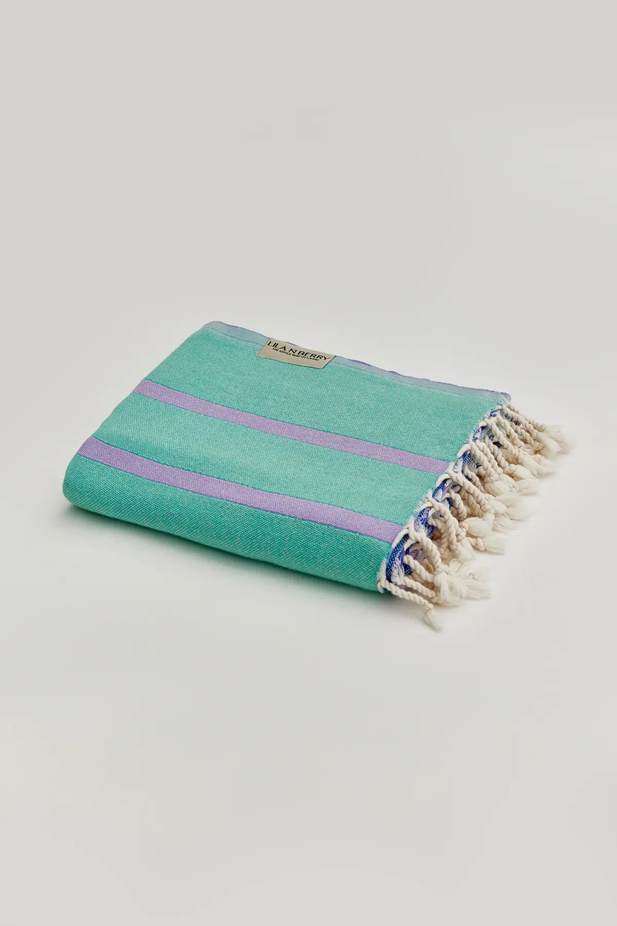 Beach/Bath,Lilac-Green,Turkish towel, folded,summer,line patterned,double-faces,purified sand,light,compact, easy pack,fun, recycled,double color