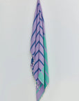 Beach/Bath,Lilac-Green,Turkish towel,hanged,summer,line patterned,double-faces,purified sand,light,compact, easy pack,fun, recycled,double color