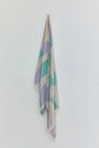 Pale Pluie Turkish towel in Mellow Green – Full-length hanging view showcasing entire pattern and texture