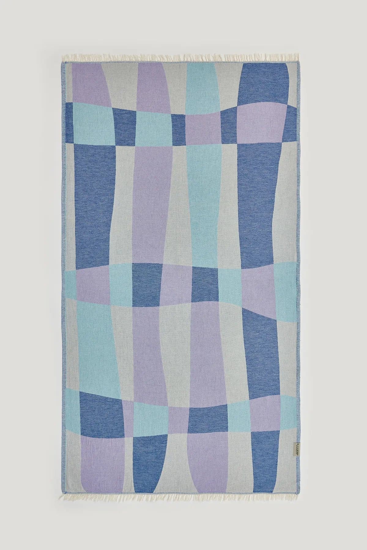 Pale Pluie Turkish towel in Mellow Indigo – Flat lay front side with visible pattern